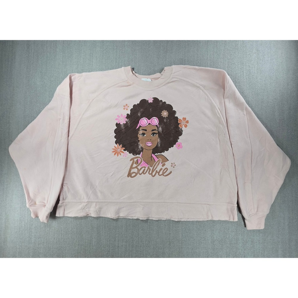 Barbie Sweatshirt Women Medium Pink Grayson Threads Afro Graphic Pullover